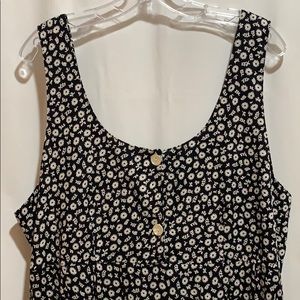 VTG BLK/WH JUMPER/DRESS EMPIRE SZ XL RAYON MAXI